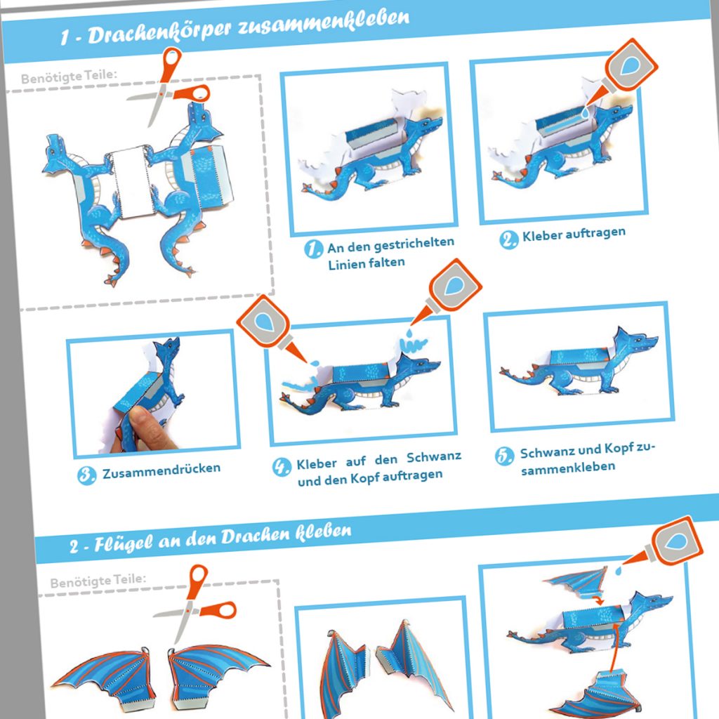 Bastelbogen: Drache Lazuli - So bastelst du