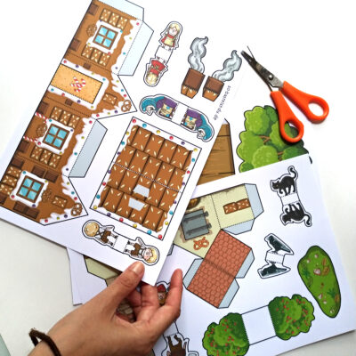 Bastelbogen für Kinder Märchen Hänsel und Gretel