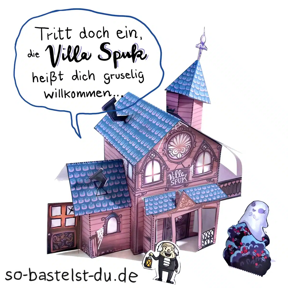 Halloween Geisterhaus Bastelvorlage Produktbild