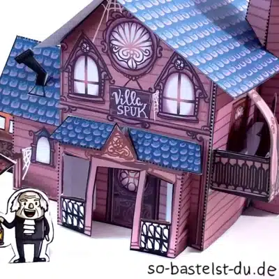 Halloween Geisterhaus Bastelvorlage Spukhaus Detail 2