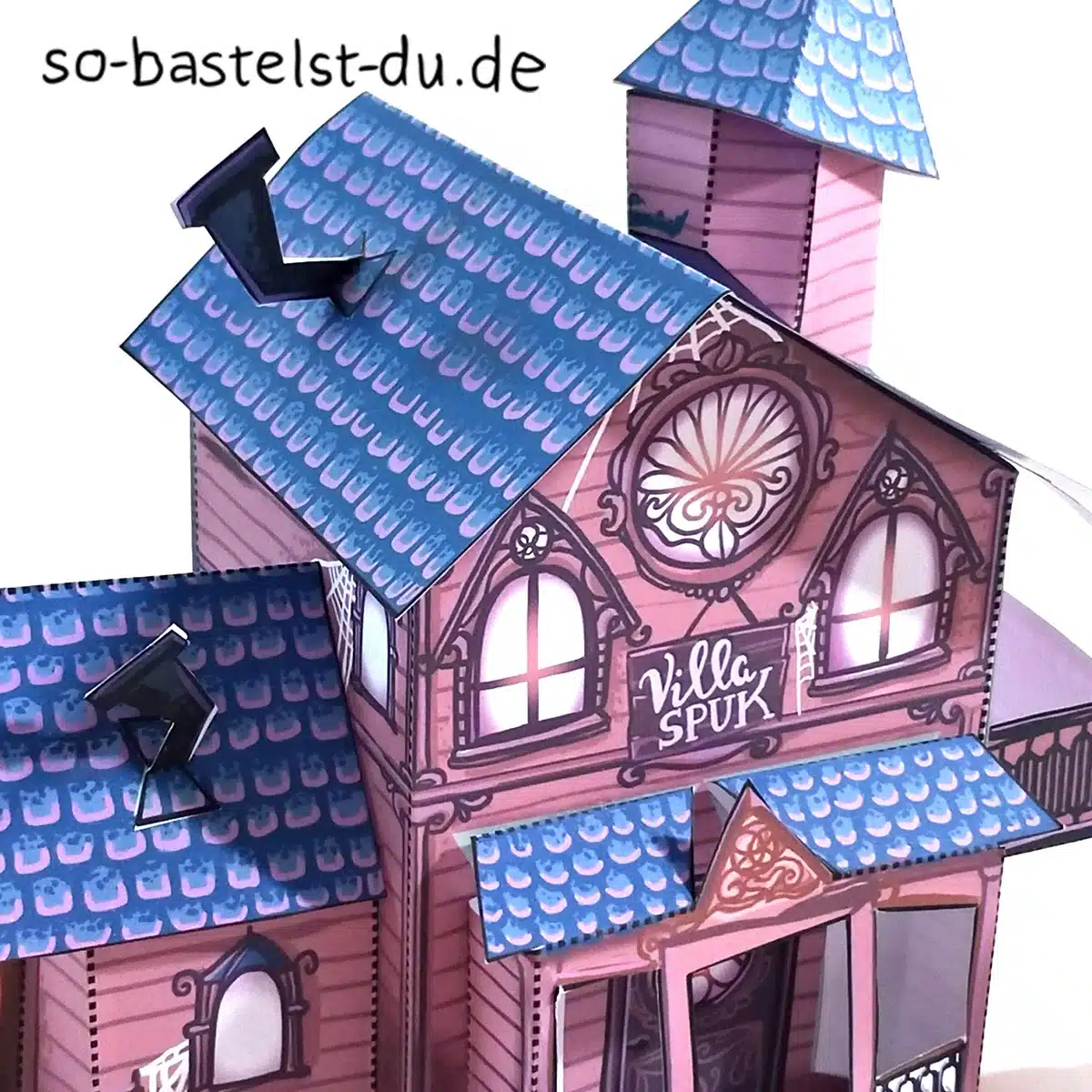 Halloween Geisterhaus Bastelvorlage Spukhaus Detail