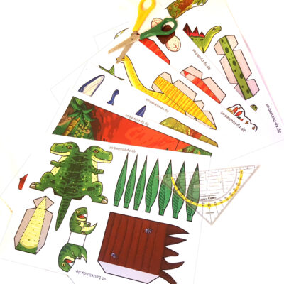 Bastelbögen ausgedruckt Dinosaurier Urzeit