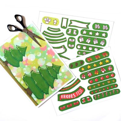 Bastelbogen Weihnachtskarte Weihnachtsbaum