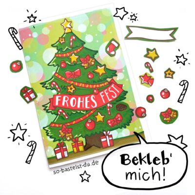 Weihnachtskarte mit Tannenbaum individuell bekleben