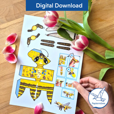 Realistische Biene als Bastelvorlage zum Sofort Ausdrucken als PDF