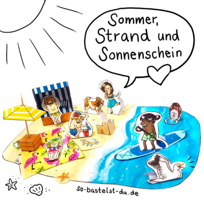 Bastelbogen Sommer Strand Meer basteln für Kinder