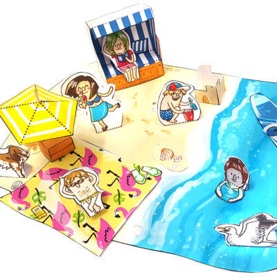 Bastelbogen Sommer Strand Meer basteln für Kinder