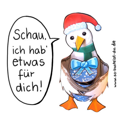 Weihnachten Weihnachtsmöwe Geschenkverpackung Bastelbogen