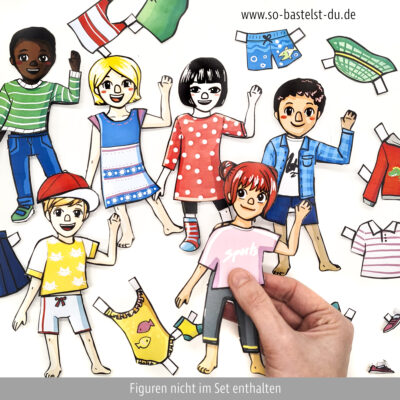 Papier Anziehpuppen Basics Kleidung ausgeschnitten
