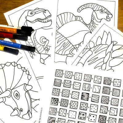 ZenDoodle Dinosaurier Ausmalbilder zum Ausdrucken