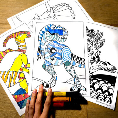 ZenDoodle Dinosaurier Ausmalbilder zum Ausdrucken