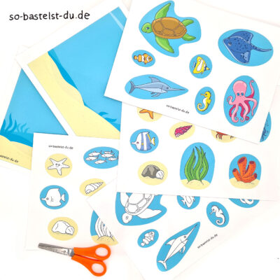 Bastelbögen zum Ausdrucken für kleine Kinder Unterwasser