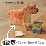 Bastelvorlage Papier Hund Cocker Spaniel Coco