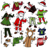 Papier Anziehpuppen Weihnachten Xmas