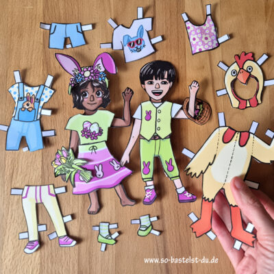 Papier Anziehpuppen Ostern